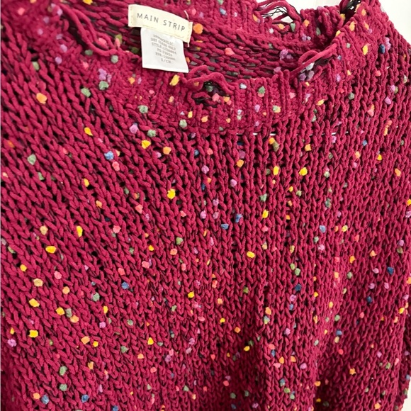 Main Strip Distressed Cropped Confetti Girly Knit Sweater Valentine’s Day - Picture 3 of 4